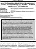 Cover page: Improving Understanding of Medical Research: Audience Response Technology for Community Consultation for Exception to Informed Consent