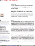 Cover page: Patient preferences for HIV service delivery models; a Discrete Choice Experiment in Kisumu, Kenya