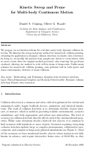 Cover page: Kinetic Sweep and Prune for Multi-Body Continuous Motion
