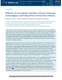 Cover page: Diffusion of Innovations: Interplay of Social, Economic, Technological, and Policy Drivers in the Solar Industry—Summary of UT Austin Student Capstone Research Projects