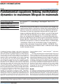 Cover page: Fundamental equations linking methylation dynamics to maximum lifespan in mammals.