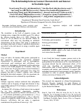 Cover page: The Relationship between Learner Characteristic and Interest in Teachable Agent