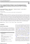 Cover page: Socio-ecological Resilience Relates to Lower Internalizing Symptoms among Adolescents during the Strictest Period of COVID-19 Lockdown in Perú