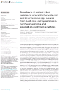 Cover page: Prevalence of antimicrobial resistance in fecal <i>Escherichia coli</i> and <i>Enterococcus</i> spp. isolates from beef cow-calf operations in northern California and associations with farm practices.