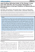 Cover page: Lipid Profiling following Intake of the Omega 3 Fatty Acid DHA Identifies the Peroxidized Metabolites F4-Neuroprostanes as the Best Predictors of Atherosclerosis Prevention