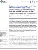 Cover page: Impaired voice processing in reward and salience circuits predicts social communication in children with autism.