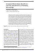 Cover page: Acquired Brain Injury Results in Specific Impairment of Planning Knowledge