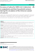 Cover page: Accuracy of saliva for SARS-CoV-2 detection in outpatients and their household contacts during the circulation of the Omicron variant of concern.