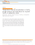 Cover page: Temperature-induced amorphization in CaCO3 at high pressure and implications for recycled CaCO3 in subduction zones