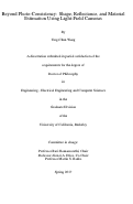 Cover page: Beyond Photo-Consistency: Shape, Reflectance, and Material Estimation Using Light-Field Cameras