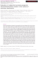 Cover page: Evaluation of endometrial carcinoma prognostic immunohistochemistry markers in the context of molecular classification