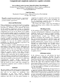 Cover page: Computational complexity analysis for cognitive scientists