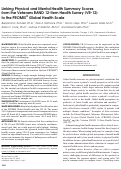 Cover page: Linking Physical and Mental Health Summary Scores from the Veterans RAND 12-Item Health Survey (VR-12) to the PROMIS<sup>®</sup> Global Health Scale