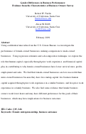 Cover page: Gender Differences in Business Performance:   Evidence from the Characteristics of Business Owners Survey