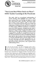 Cover page: "You Learn Best When You’re in There”: ESOL Teacher Learning in the Practicum