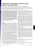 Cover page: Synchronous interhemispheric Holocene climate trends in the tropical Andes