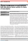 Cover page: Stepwise modifications of transcriptional hubs link pioneer factor activity to a burst of transcription.