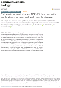 Cover page: Cell environment shapes TDP-43 function with implications in neuronal and muscle disease