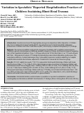 Cover page: Variation in Specialists’ Reported Hospitalization Practices of Children Sustaining Blunt Head Trauma