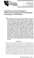 Cover page: Using Discourse-Based Strategies to Address the Lexicogrammatical Development of Generation 1.5 ESL Writers