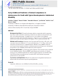 Cover page: Early childhood predictors of global competence in adolescence for youth with typical development or intellectual disability