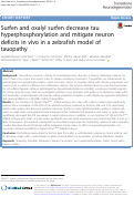 Cover page: Surfen and oxalyl surfen decrease tau hyperphosphorylation and mitigate neuron deficits in vivo in a zebrafish model of tauopathy