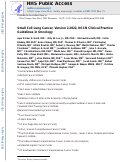 Cover page: Small Cell Lung Cancer, Version 2.2022, NCCN Clinical Practice Guidelines in Oncology.