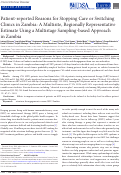 Cover page: Patient-reported Reasons for Stopping Care or Switching Clinics in Zambia: A Multisite, Regionally Representative Estimate Using a Multistage Sampling-based Approach in Zambia