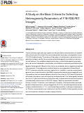 Cover page: A Study on the Basic Criteria for Selecting Heterogeneity Parameters of F18-FDG PET Images