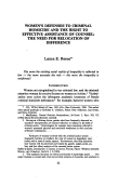 Cover page: Women's Defenses to Criminal Homicide and the Right to Effective Assistance of Counsel: The Need for Relocation of Difference