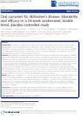 Cover page: Oral curcumin for Alzheimer's disease: tolerability and efficacy in a 24-week randomized, double blind, placebo-controlled study