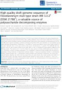 Cover page: High quality draft genome sequence of Flavobacterium rivuli type strain WB 3.3-2T (DSM 21788T), a valuable source of polysaccharide decomposing enzymes