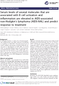 Cover page: Serum levels of several molecules that are associated with B cell activation and inflammation are elevated in AIDS-associated non-Hodgkin’s lymphoma (AIDS-NHL) and predict response to treatment