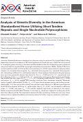 Cover page: Analysis of Genetic Diversity in the American Standardbred Horse Utilizing Short Tandem Repeats and Single Nucleotide Polymorphisms