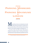 Cover page of From Parking Minimums to Parking Maximums in London