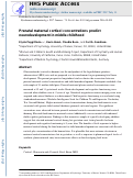 Cover page: Prenatal maternal cortisol concentrations predict neurodevelopment in middle childhood