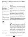 Cover page: Interventions Addressing Food Insecurity in Health Care Settings: A Systematic Review