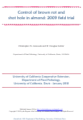 Cover page: Control of brown rot and shot hole in almond: 2009 field trial