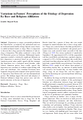 Cover page: Variations in Pastors’ Perceptions of the Etiology of Depression By Race and Religious Affiliation