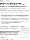 Cover page: Altered Redox Mitochondrial Biology in the Neurodegenerative Disorder Fragile X-Tremor/Ataxia Syndrome: Use of Antioxidants in Precision Medicine