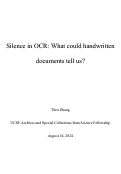 Cover page of Silence in OCR: What Could Handwritten Documents Tell Us?