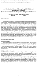 Cover page: An elicitation study of young English children's knowledge of tense:: Semantic and syntactic properties of optional infinitives