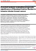 Cover page: A pooled analysis evaluating prognostic significance of Residual Cancer Burden in invasive lobular breast cancer.