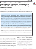 Cover page: The Relationship between Total Bilirubin Levels and Total Mortality in Older Adults: The United States National Health and Nutrition Examination Survey (NHANES) 1999-2004