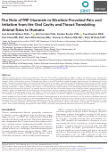 Cover page: The Role of TRP Channels in Nicotinic Provoked Pain and Irritation from the Oral Cavity and Throat: Translating Animal Data to Humans.