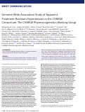 Cover page: Genome-Wide Association Study of Apparent Treatment-Resistant Hypertension in the CHARGE Consortium: The CHARGE Pharmacogenetics Working Group