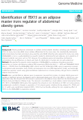 Cover page: Identification of TBX15 as an adipose master trans regulator of abdominal obesity genes.