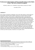 Cover page: Performance Information and Personnel Decisions in the Public Sector: The Case of School Principals