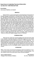 Cover page: Some Issues in Analyzing Classroom Interaction: An Interview with Deborah Poole