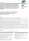 Cover page: Does a novel community-based outpatient palliative care intervention for Parkinsons disease and related disorders improve care? Qualitative results from patients and care partners.